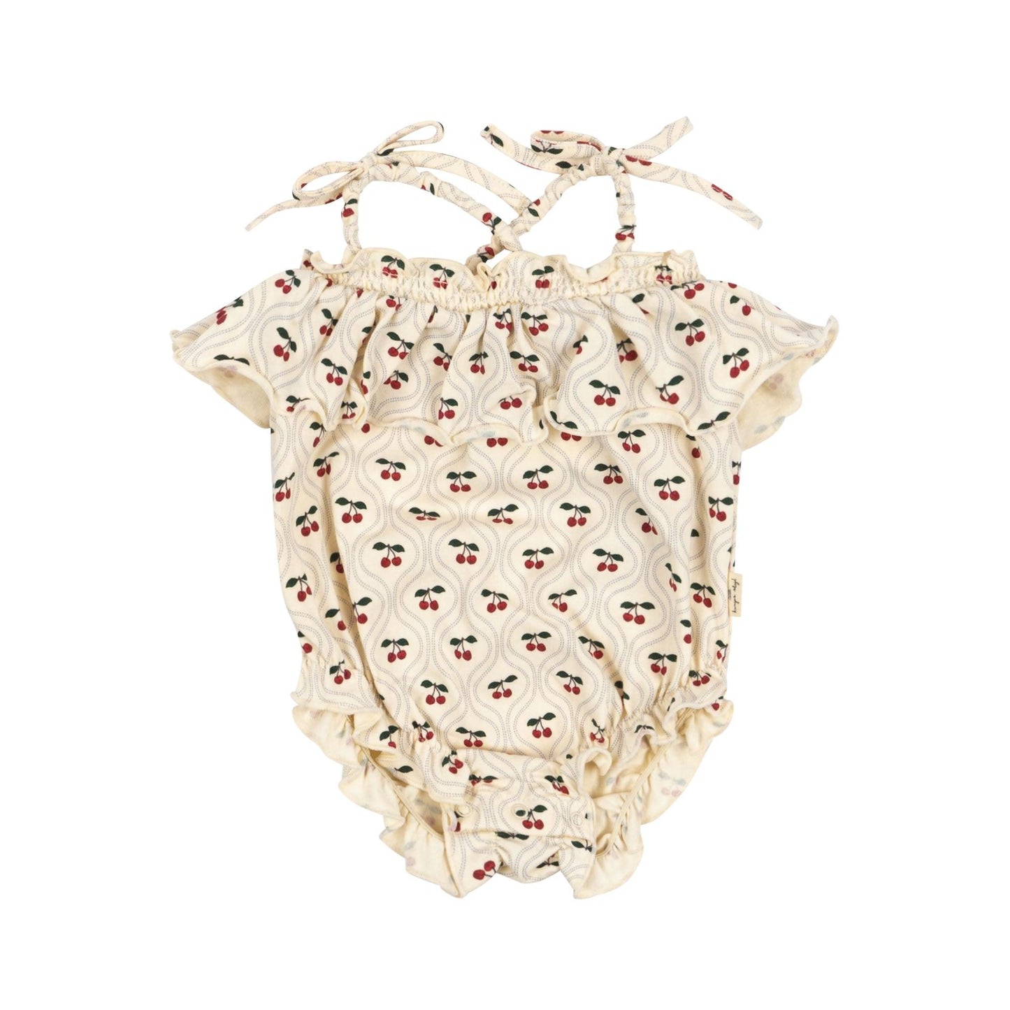 Barboteuse à bretelles Lin by KOnges Slojd, motif cerise