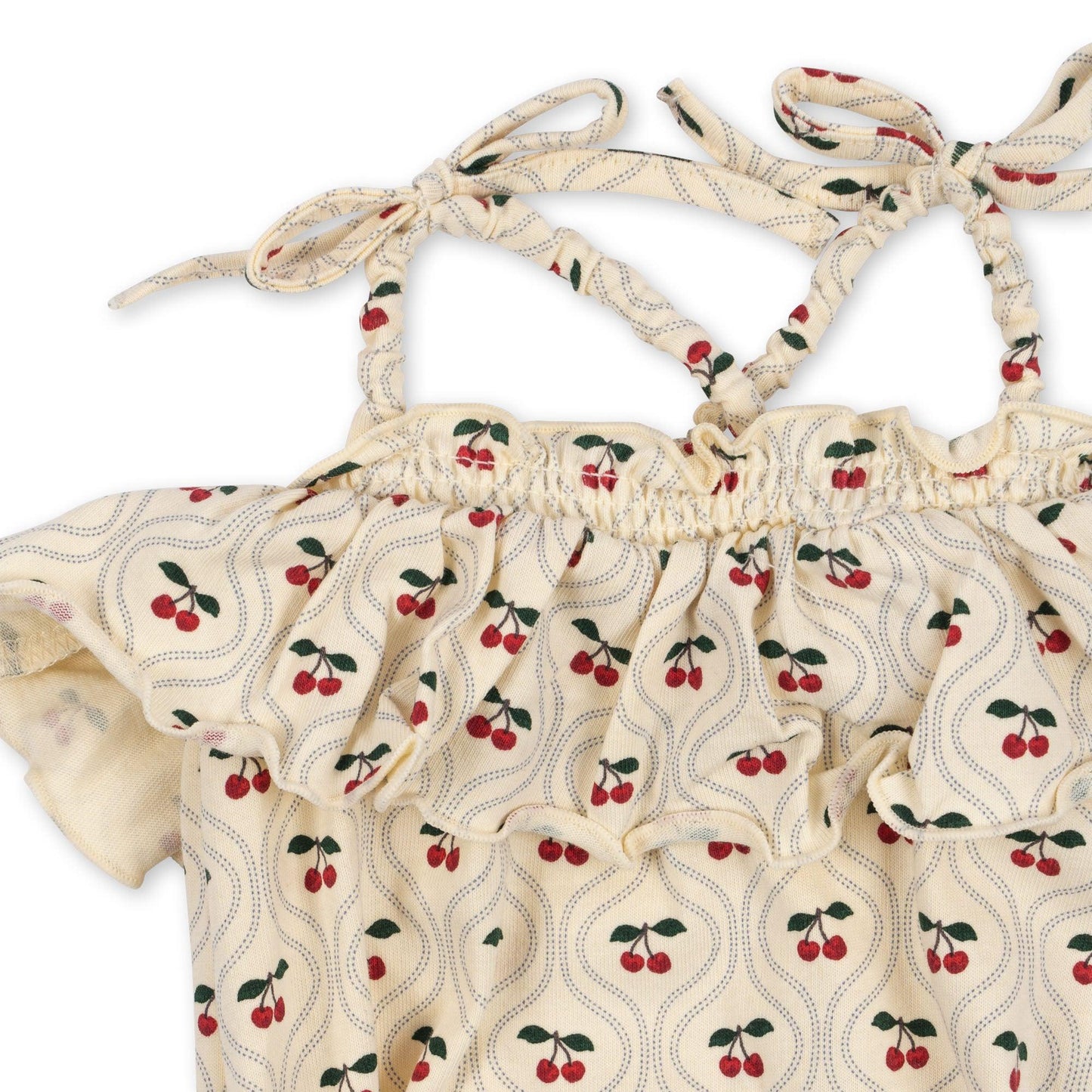 Barboteuse à bretelles Lin by KOnges Slojd, motif cerise