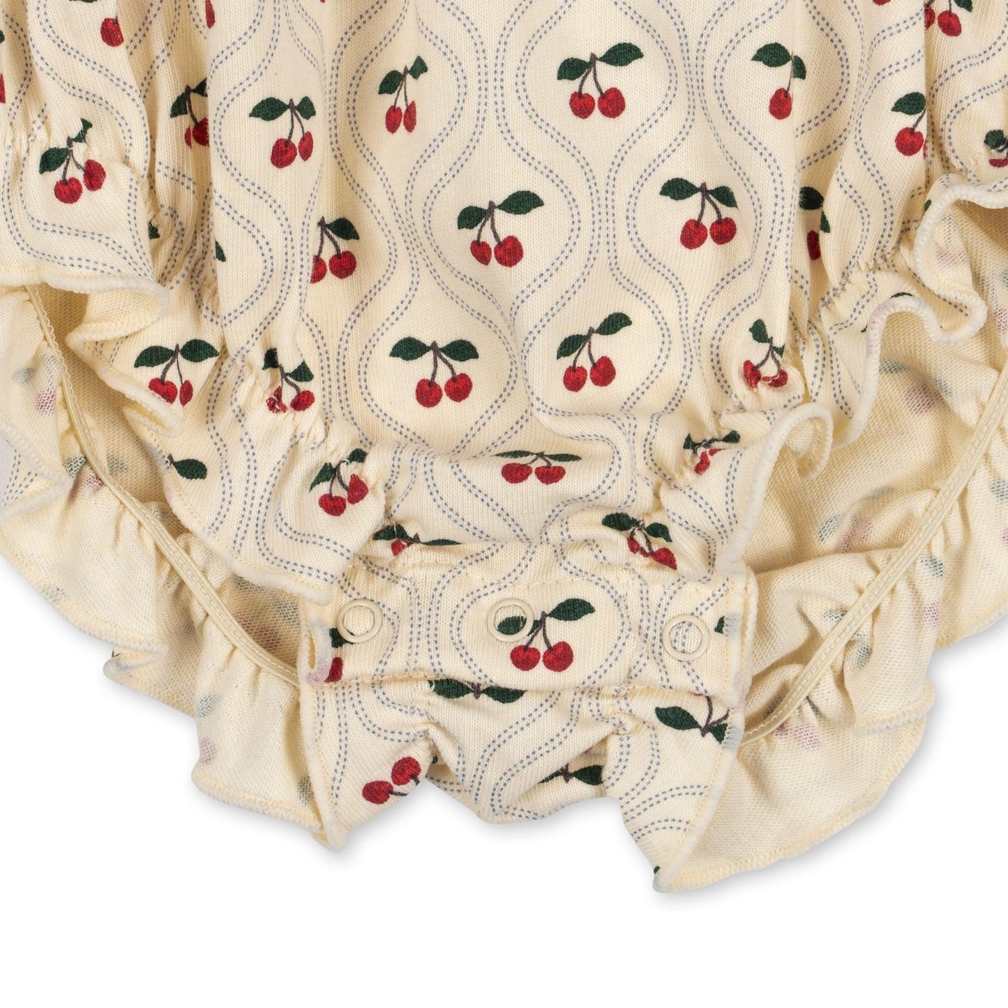 Barboteuse à bretelles Lin by KOnges Slojd, motif cerise