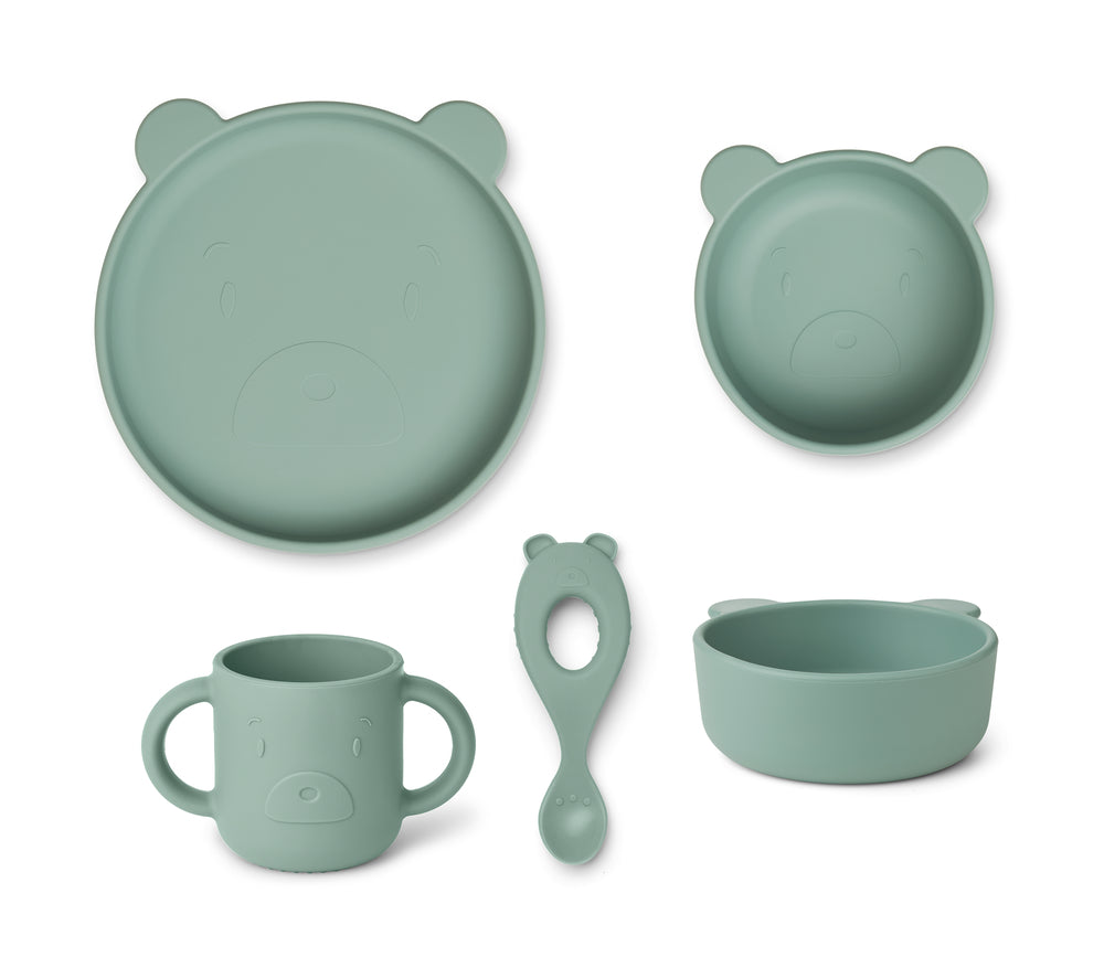 Ensemble repas Kit Vivi Ours vert - Liewood
