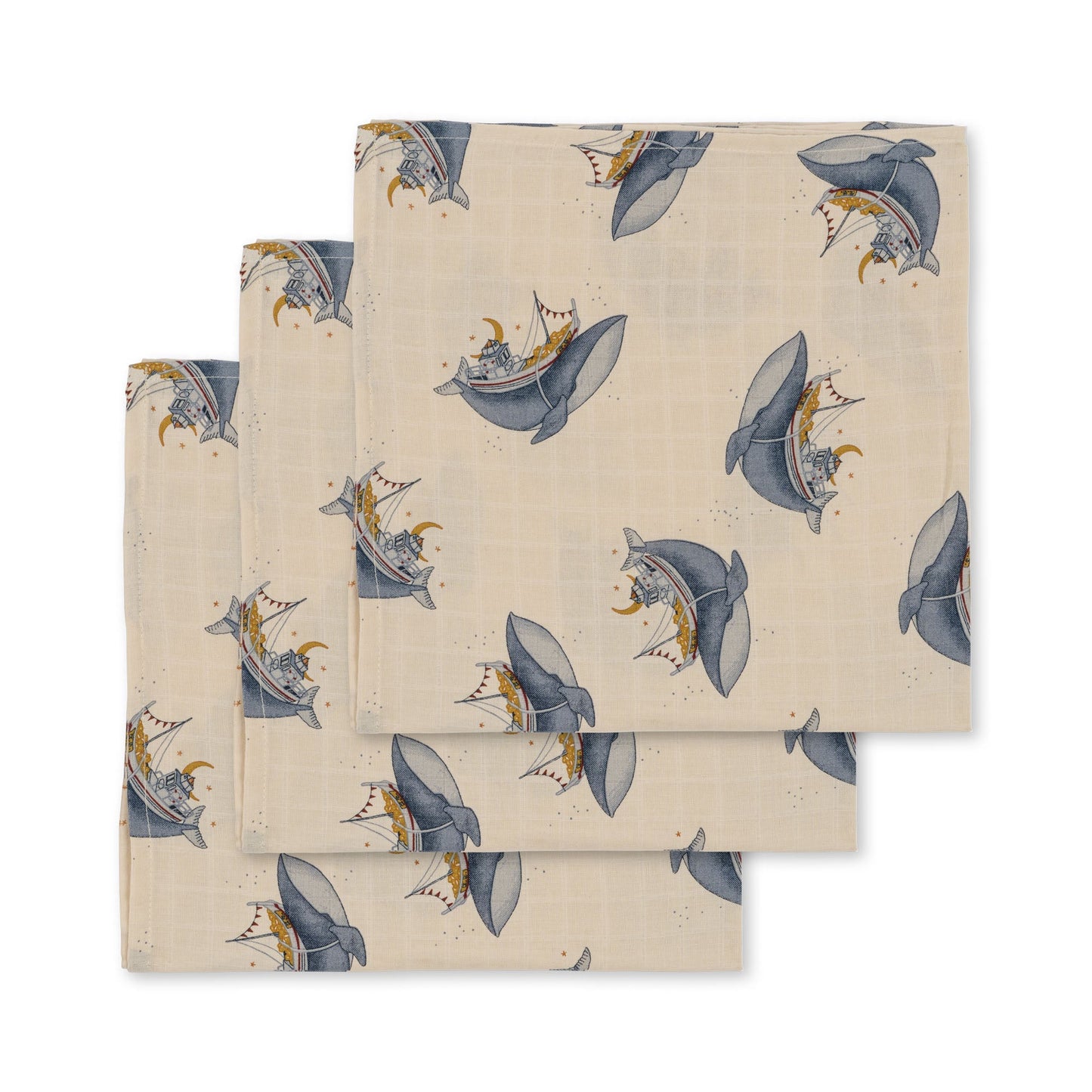 Lot de 3 Langes Konges Slojd Whale Boat