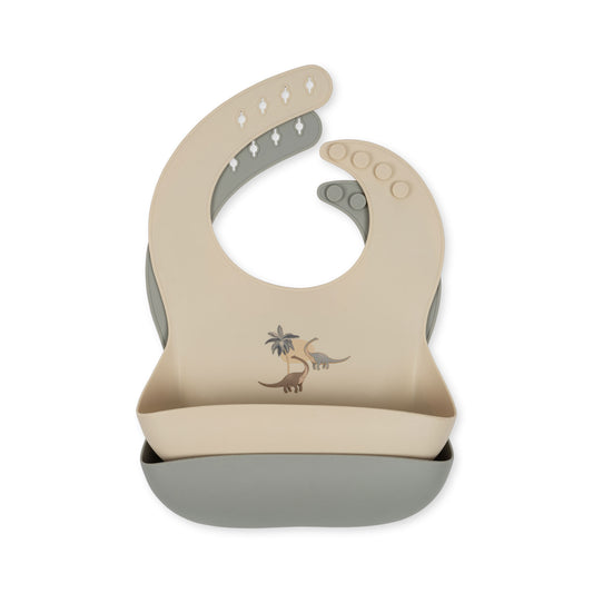 Lot de 2 Bavoirs en Silicone - Motif Dino pour Bébé