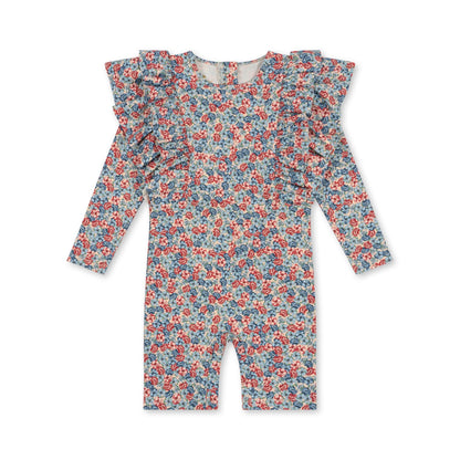 Konges Slojd - Combinaison anti UV à volants Manuca Rosie Blue - Petit Muxu Concept Store