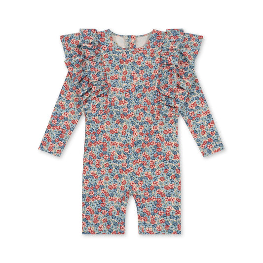 Konges Slojd - Combinaison anti UV à volants Manuca Rosie Blue - Petit Muxu Concept Store